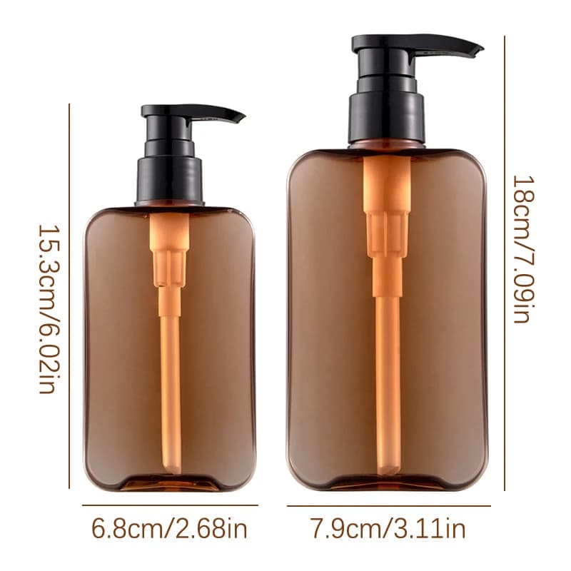 Bottiglie quadrate trasparenti da 200/300 ml – Dispenser a pompa per sapone liquido, shampoo, lozione, gel doccia e mousse montata