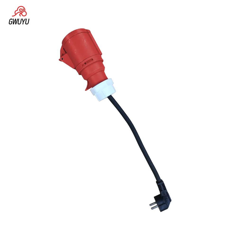GWUYU Spina per caricabatterie EV a spina femmina CEE Red Power Adattatore per presa a 5 pin Collegare con caricabatterie portatile 32A 22KW -Z-3.5KW