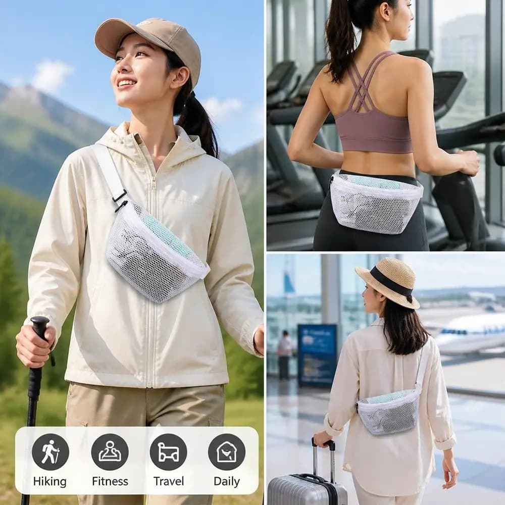 Nylon Sport Chest Bag Large Capacity Lightweight Crossbody Bag Multi Pockets Adjustable Strap Waist Fanny Pack Daily Travel