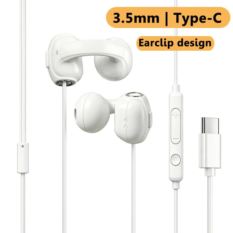 Wired Air Conduction Ear-clip Headphones 3.5mm Type-C Not-in Ear Gaming Music Headset Hifi Sound Earphones with HD Microphone