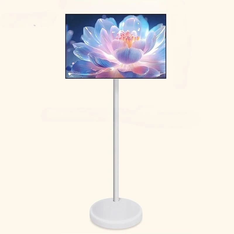 Smart TV da 21,5 e 24 Pollici con Supporto da Pavimento, Monitor con Supporto Mobile e Batteria per Fitness, Casa e Ufficio, Casting Wireless e Audio