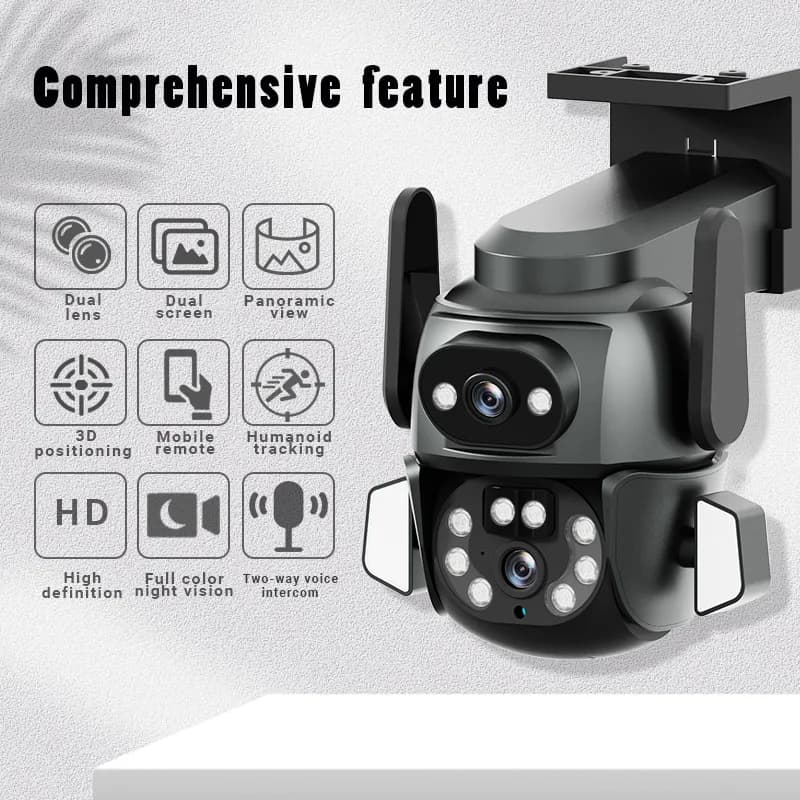 4MP UHD Carecam APP Dual Lens Wireless PTZ IP Dome Camera a colori AI Rilevazione umanoide Sicurezza domestica CCTV Baby Monitor