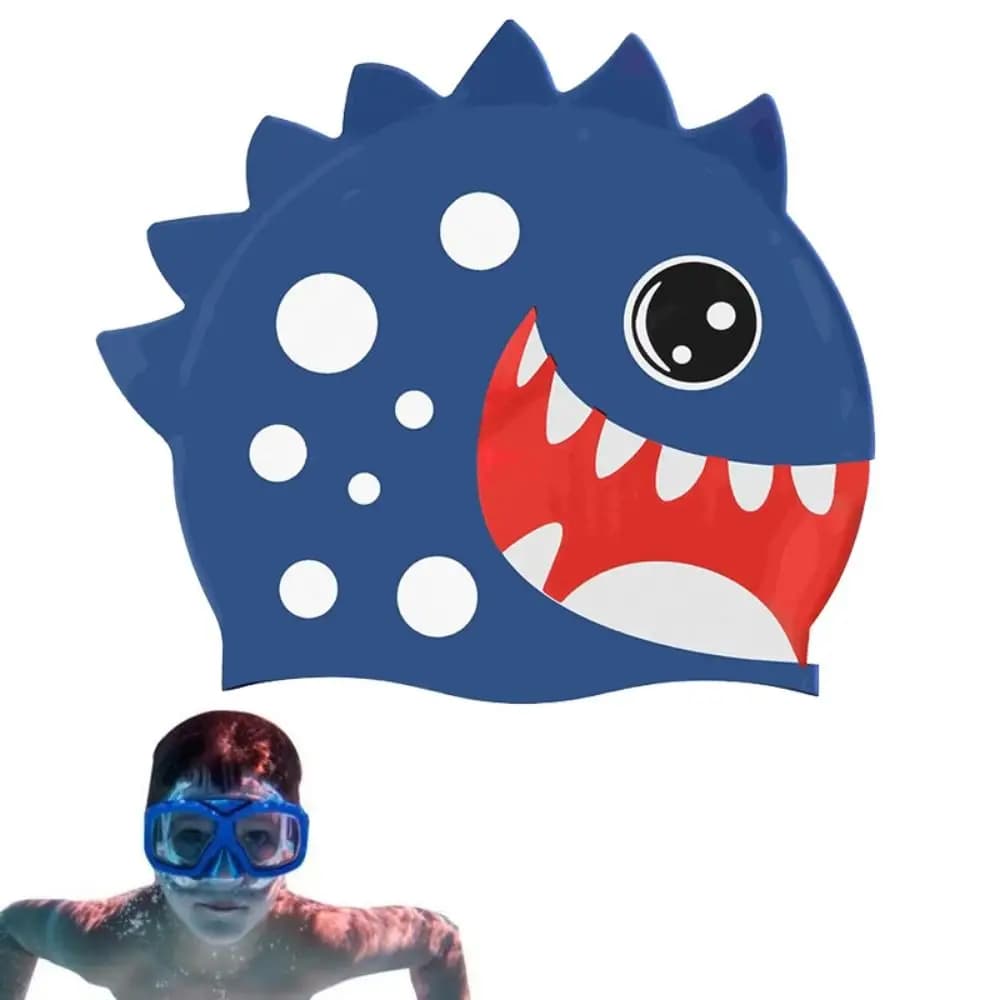 Kids Swimming Headboard Animal Cartoon Animal Long Hair Silicone Swimming Hat Waterproof Ear Guard Printed Swimming Head
