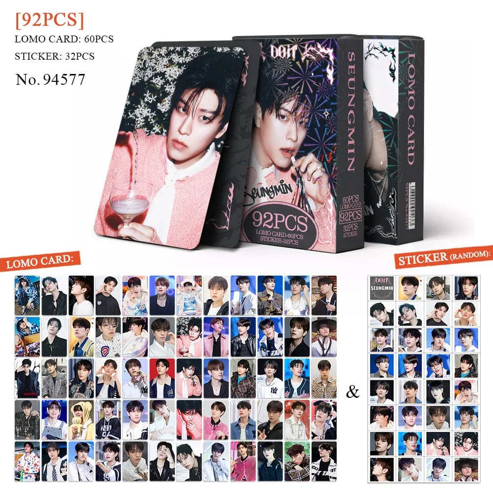 92 SKZOO Stray Kids Set di carte adesive (K-pop) "DO IT Nuovo album Seungmin Cartoline fotografiche, adesivi LOMO, fan da collezione