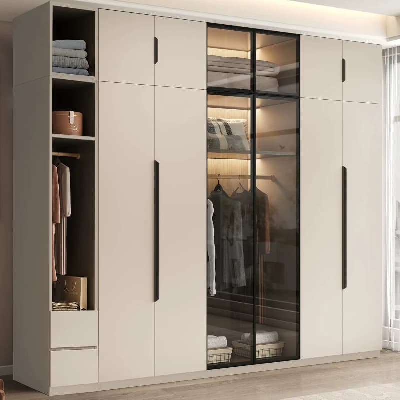 Built In Fluted Wardrobes Glass Island Closet Modern Wardrobes Luxury Door Armadio Camera Da Letto Furniture Living Room
