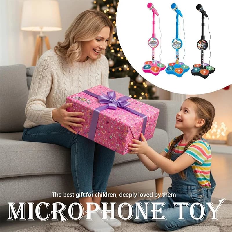 Microfono generico per bambini con supporto Macchina per karaoke per bambini per ragazze Microfoni per bambini per cantare Giocattolo musicale per divertenti effetti sonori