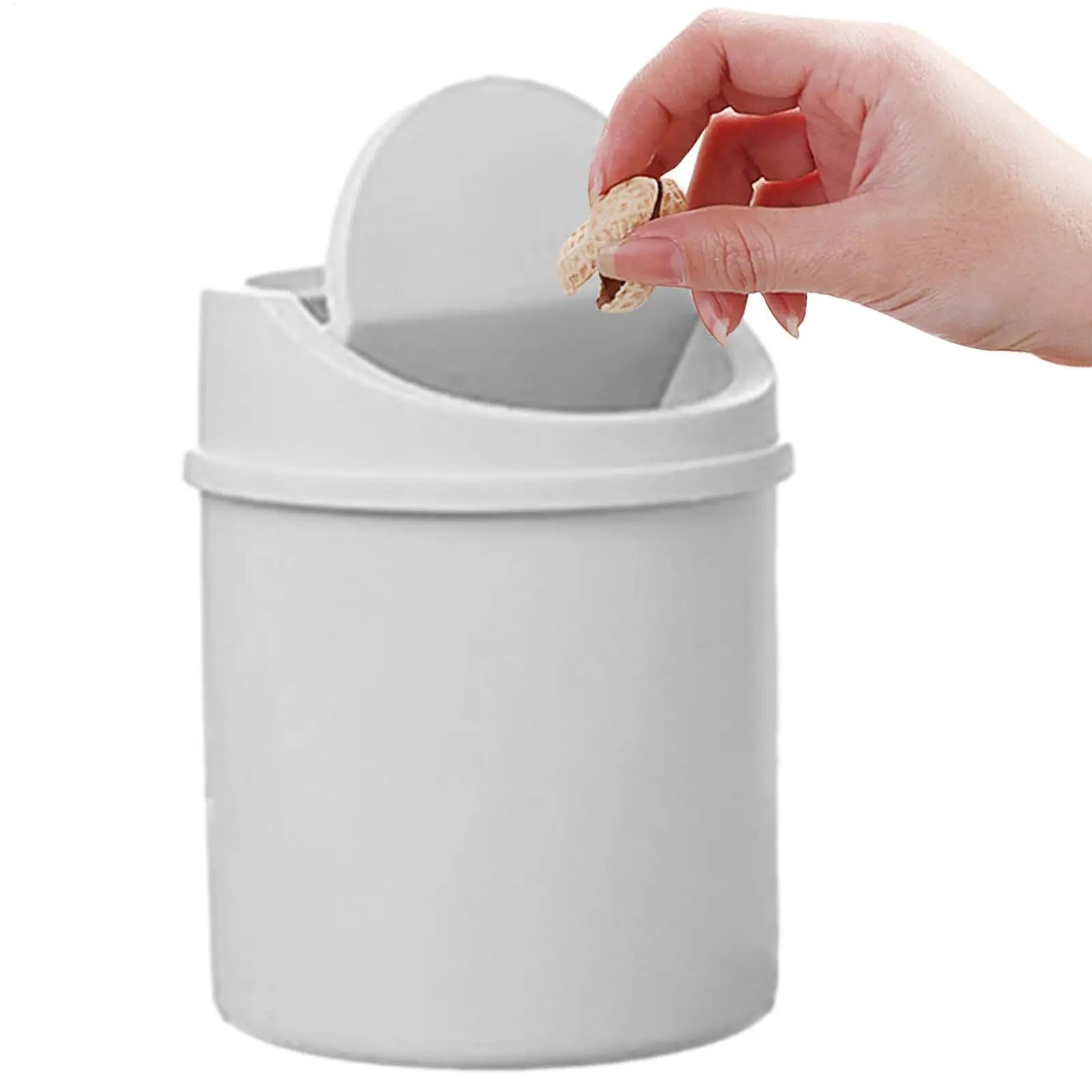 Desk Trash Can with Flipping Lid/ Litter Box Garbage Bin Desktop Bin Bedroom Trash Can Mini Garbage Can Home Office Waste Bins