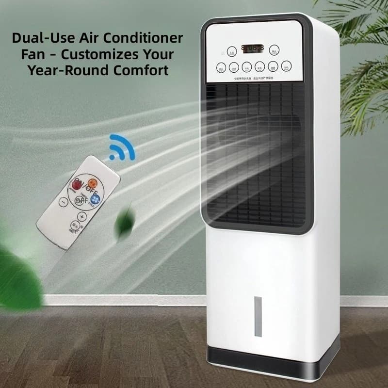 Water-Cooled Air Conditioning Fan, Vertical Electric Bladeless Fan, Home Use Mobile Cooling, 2 in 1 Cold Fan with Water Tank