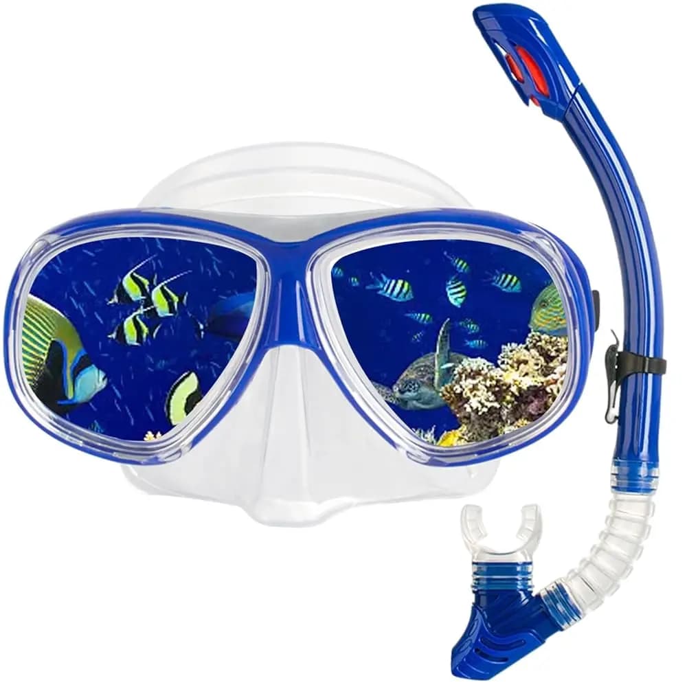 Attrezzatura per Snorkeling per Miopi, Set Snorkel Asciutto per Adulti e Giovani, Maschera Subacquea Antiappannamento per Miopi e Snorkel in Silicone Completamente Asciutto