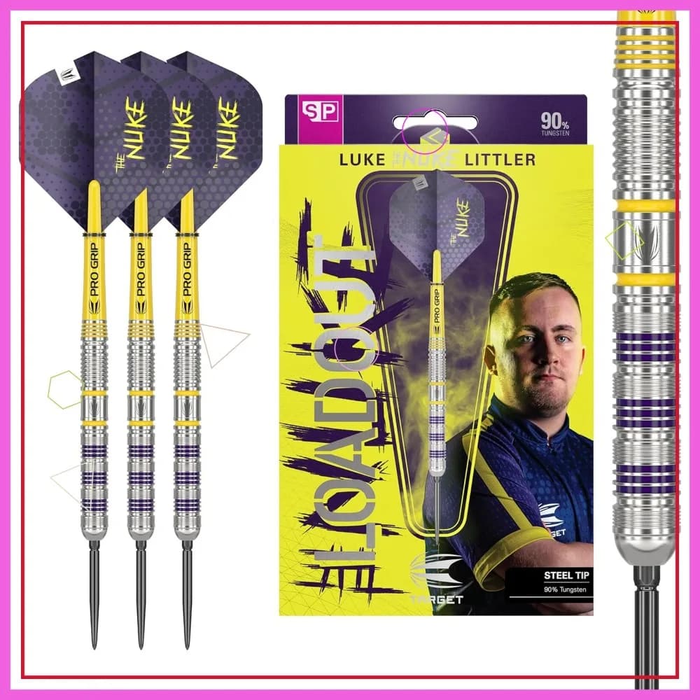 Set di Freccette con Punta in Acciaio 90% Tungsteno, 22G/23G/24G, Freccette Swiss Point con Attrezzo, Aste Pro Grip e Alette N.2