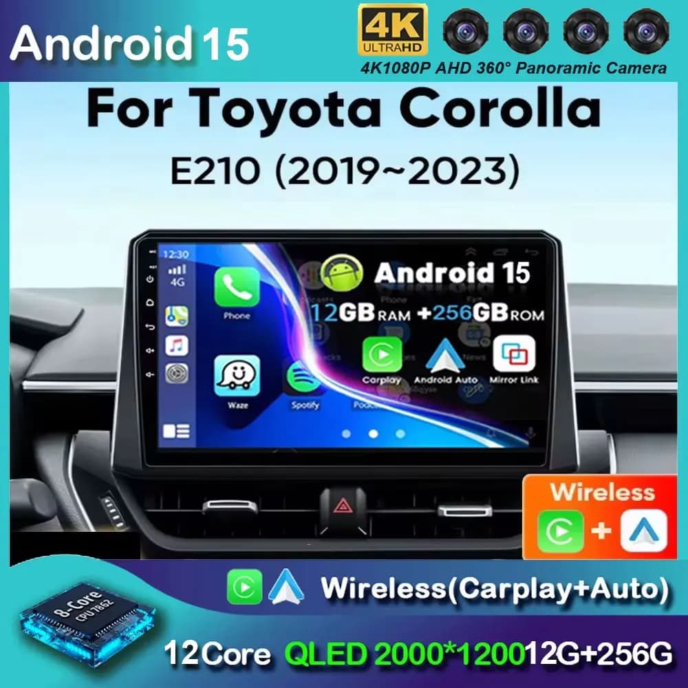 Lettore multimediale Android 15 per Toyota Corolla 12 Cross 2019 - 2022 Carplay Android Auto Autoradio Stereo 4G Wifi GPS DSP BT