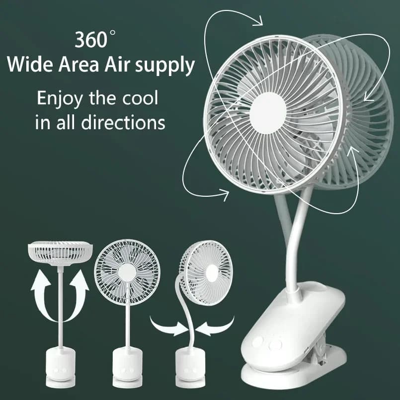 USB Stroller Fans power bank fan Clip Fan Portable with 4 gears Quiet Clip on Mini Table Fan 720° Rotatable Battery Fan