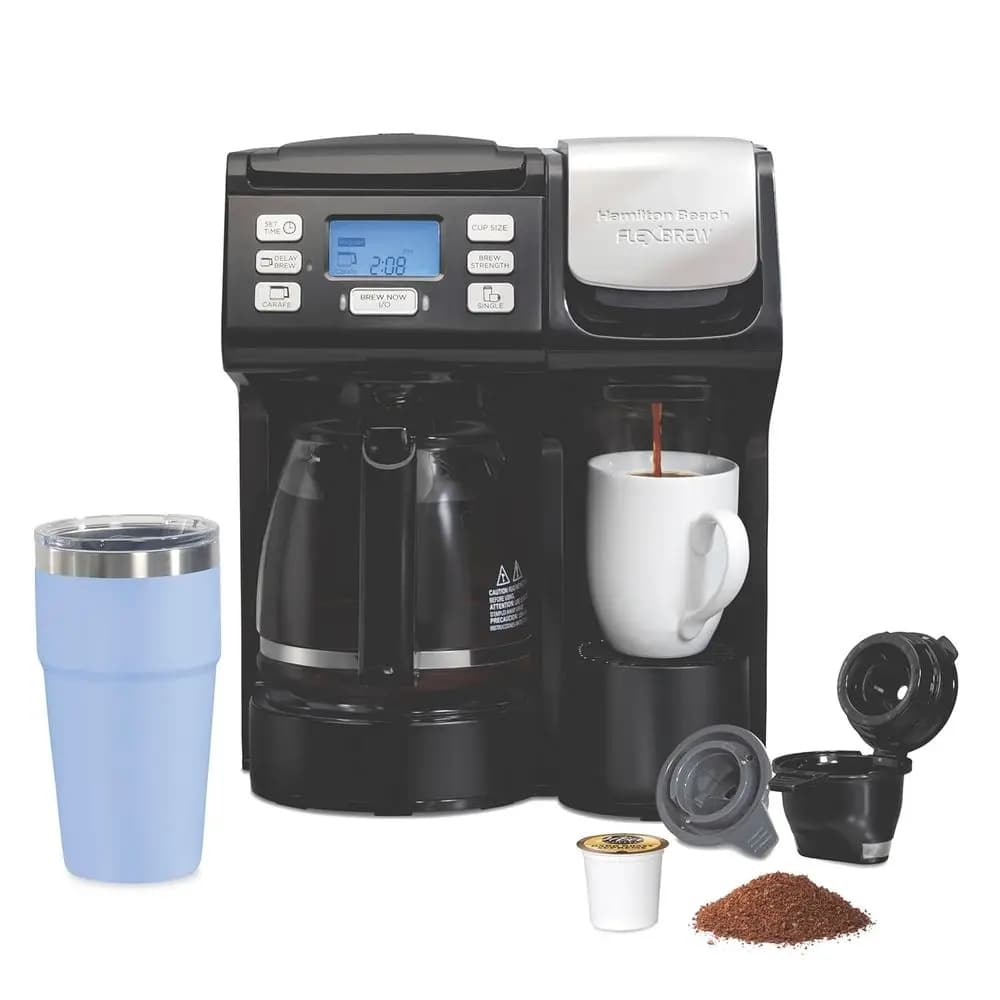 Trio 2-Way Coffee Maker, Compatible with K-Cup Pods or Grounds, Combo, Single Serve & Full 12-Cup Pot, Black