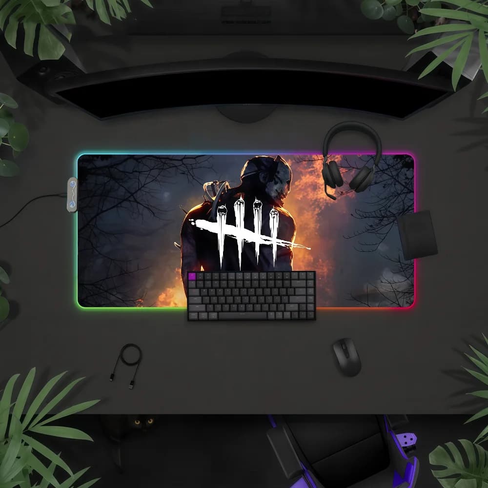 Tappetino per mouse Game D-Dead by D-Daylight, impermeabile, con luce LED RGB, colorato, per tastiera da gioco, superficie antiscivolo.