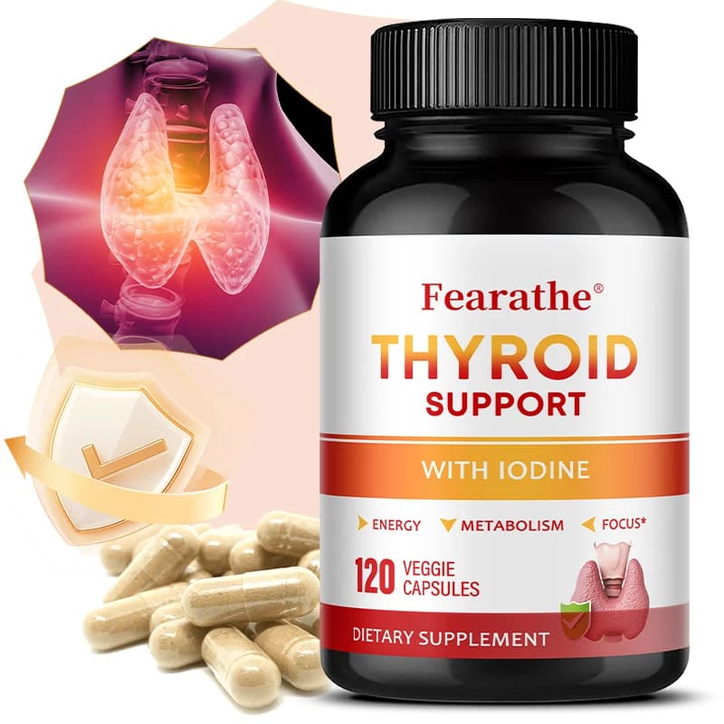 Capsule per il Supporto della Tiroide, Complesso di Iodio, Magnesio e Vitamina B12, Allevia la Fatica, Migliora l'Umore, l'Energia, il Metabolismo e la Concentrazione Mentale