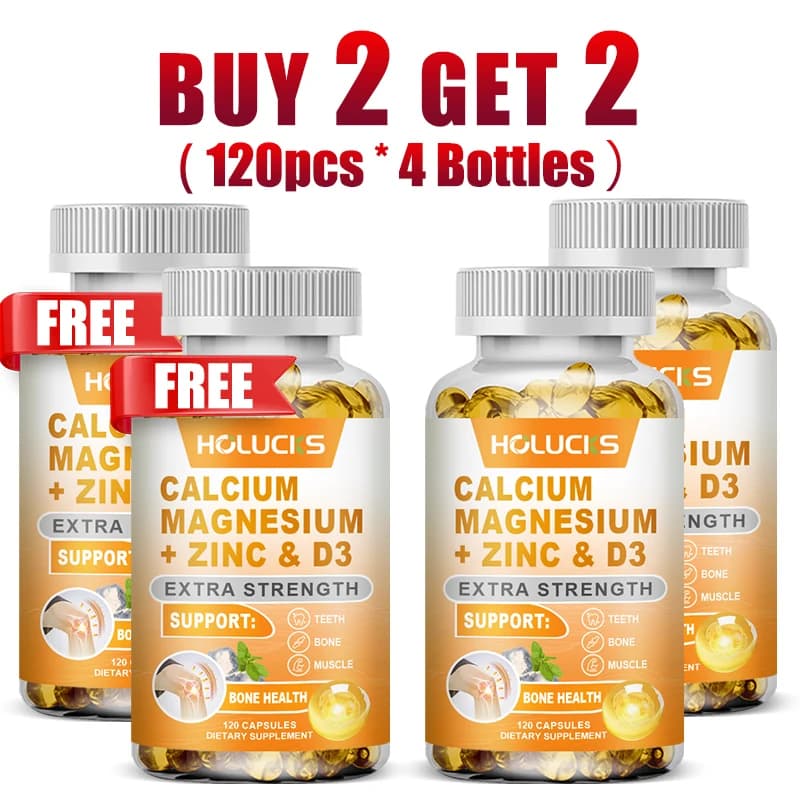 Magnesium Supplement Holucks, with Zinc and Vitamin D3 in Tablets, Promotes Bones and Strong Tooths, Supports Nervous and Muscular Function