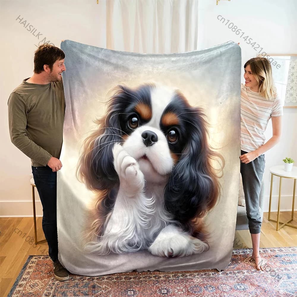 Coperta con stampa Cavalier King Charles Spaniel, calda, morbida e soffice, per bambini e adulti, per divano letto, per viaggi a casa, campeggio