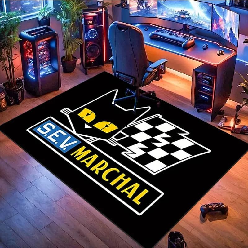 1 tappeto SEV Marchal Racing Cat – Tappetino da gioco a quadretti bianco e nero per la decorazione della camera da letto e della stanza dei giocatori