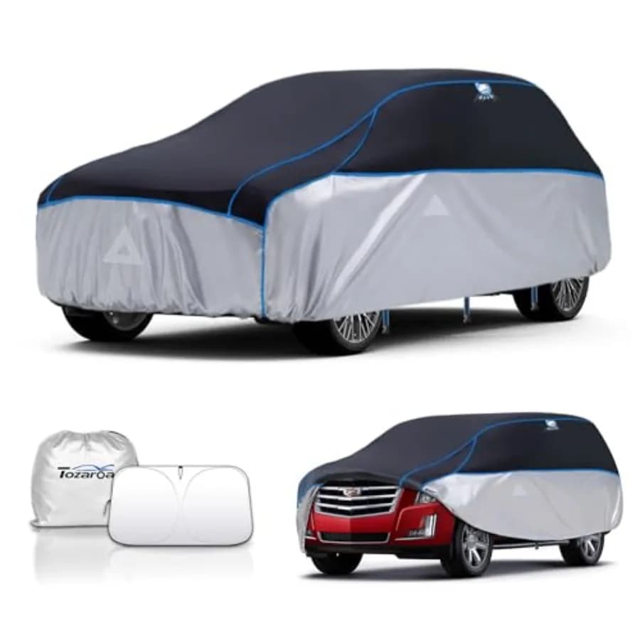 Telo Copriauto Multistrato in EVA Antigrandine per SUV 219-234 con Parasole per Parabrezza e Coperta Protettiva Imbottita Nera in Omaggio per Esc