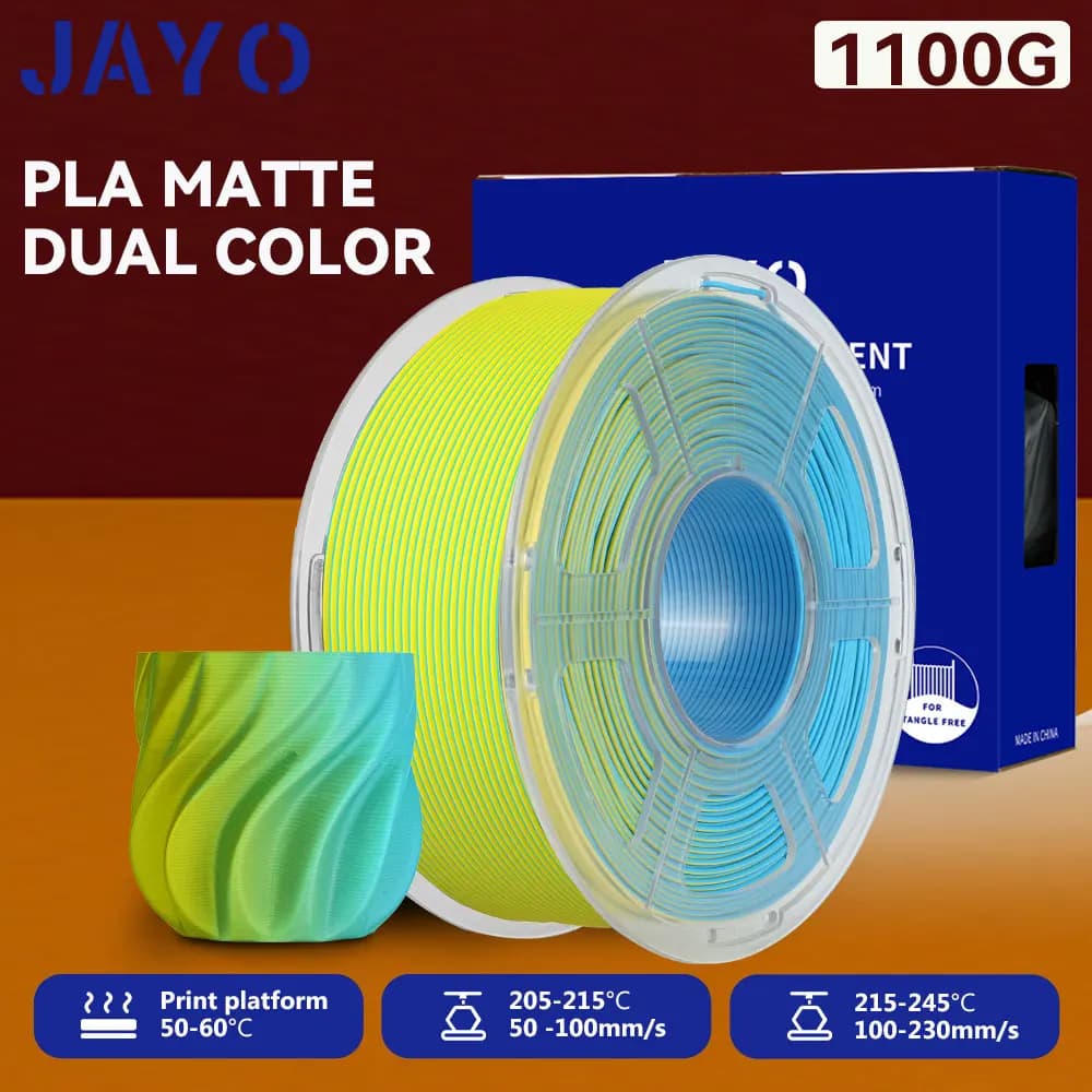 JAYO 3D PLA Filamento PLA bicolore opaco con finitura opaca 1,75 mm 1100G PLA Matte Materiali di stampa 3D per stampante e penna 3D