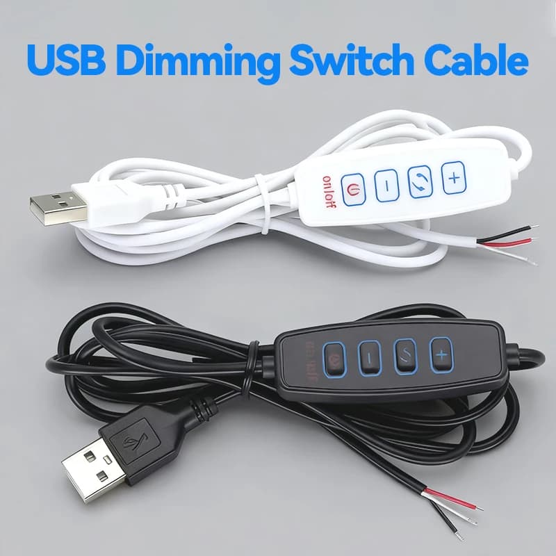 DC5VLED Dimmer Porta USB Linea di alimentazione Dimming Colore corrispondente Cavo di prolunga da 2 m con adattatore interruttore ON OFF Lampadina LED
