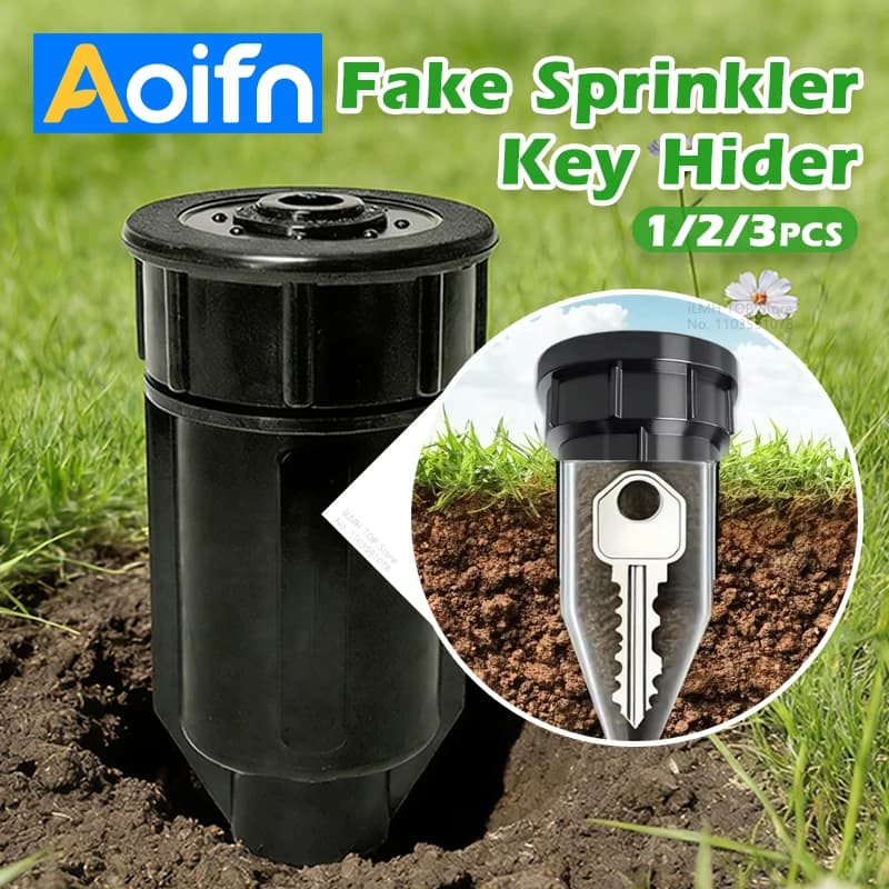 Fake Sprinkler Key Hider, Waterproof Outdoor Hidden Key Safe Box, Durable Plastic Garden Secret Storage, for Emergency Spare Key