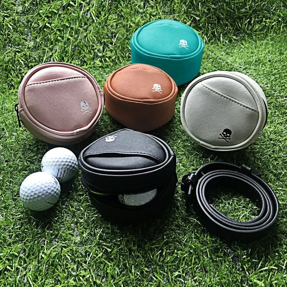Borsa da Golf in Pelle da Cintura, Porta Tee e 4 Palline, Custodia Multifunzione Rotonda per Palline da Golf, Clip Porta Palline, Regalo per Golfisti