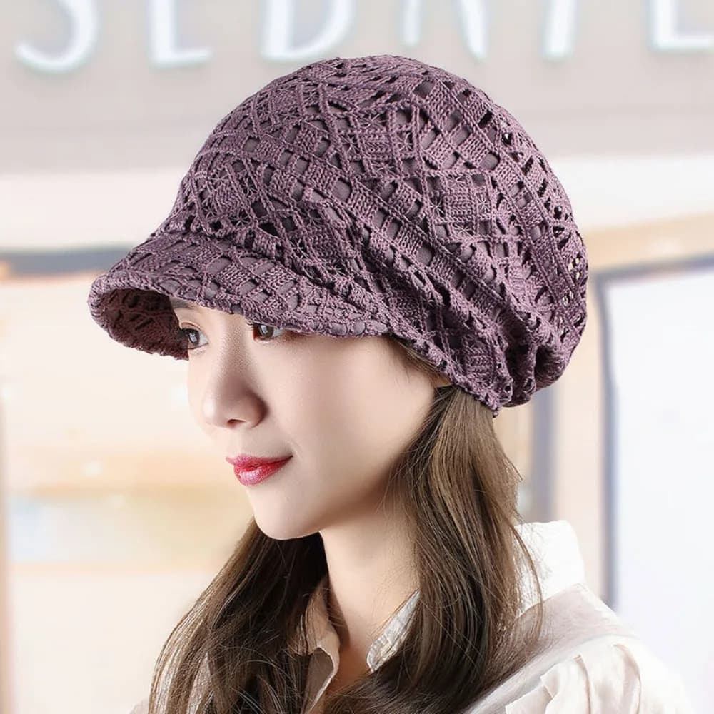 Beanie Hat Drilled with Embroidery, Turban Wrap, Baseball Hat Casual with visor for Women and Girls