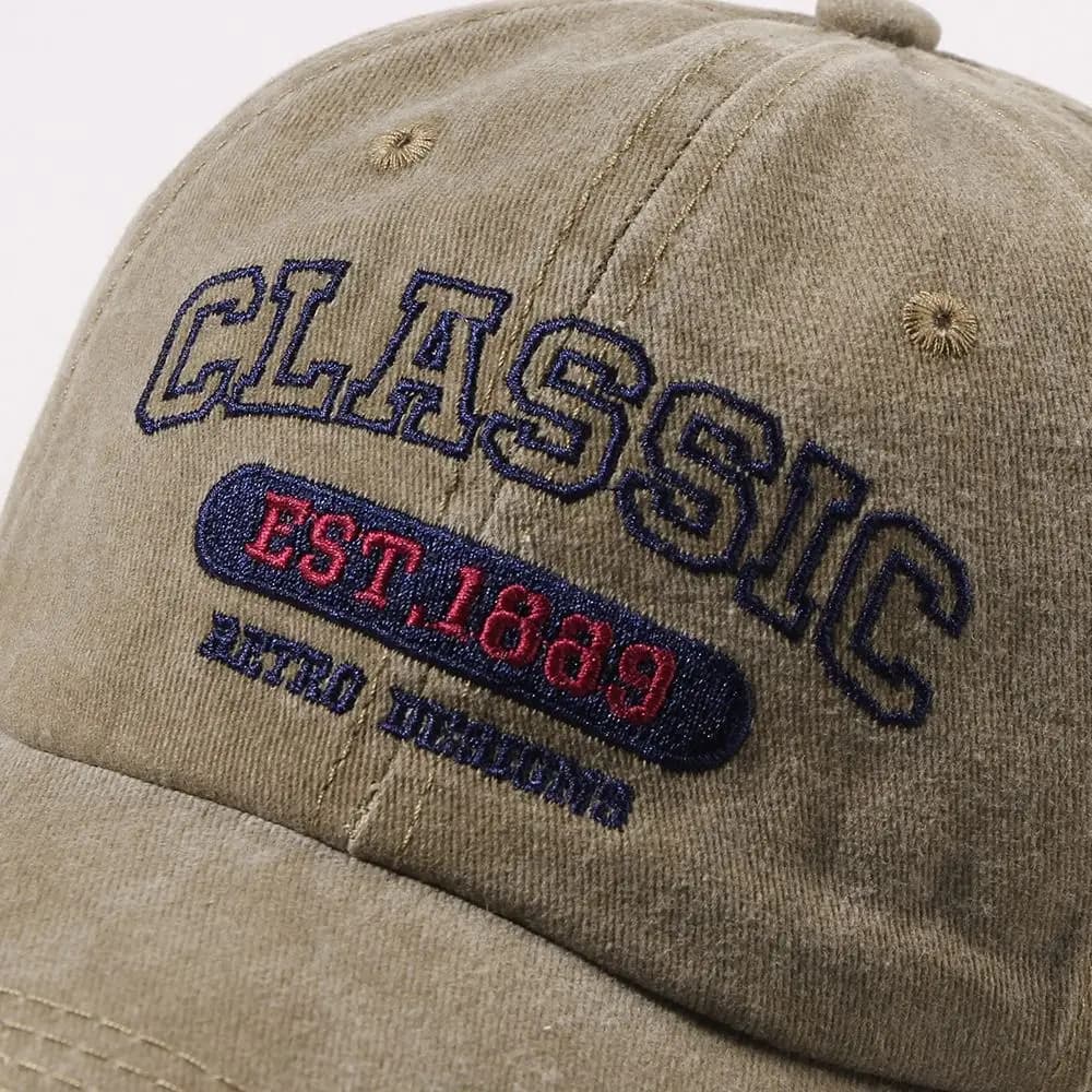 Fashion Classic EST.1889 Embroidery Baseball Cap Washed Cotton Visor Baseball Hats Adjustable Peaked Cap For Man Women Unisex