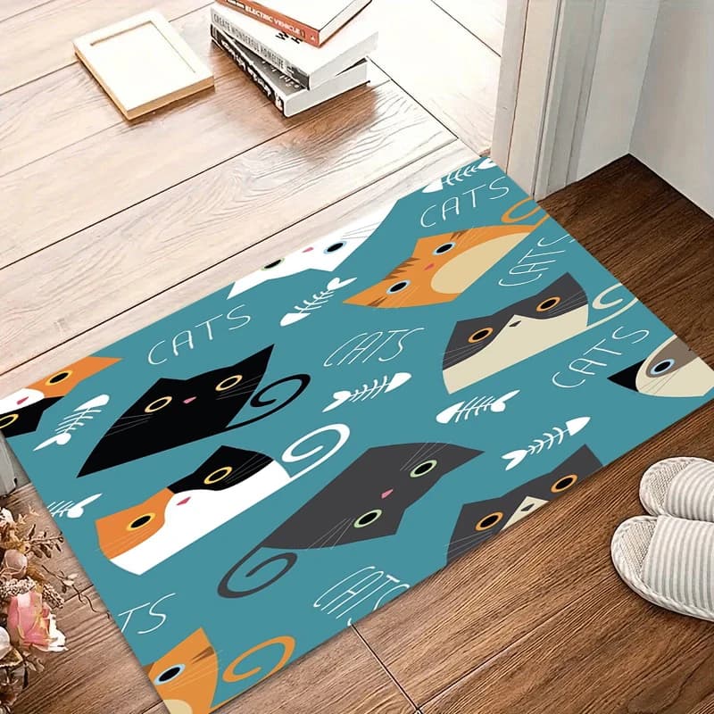 Tappetino per Porta con Collage di Gatti, Tappeto per Animali Domestici, Lavabile, Antiscivolo, per Camera da Letto e Cucina, Tappeti per Soggiorno, Decorazione Casa