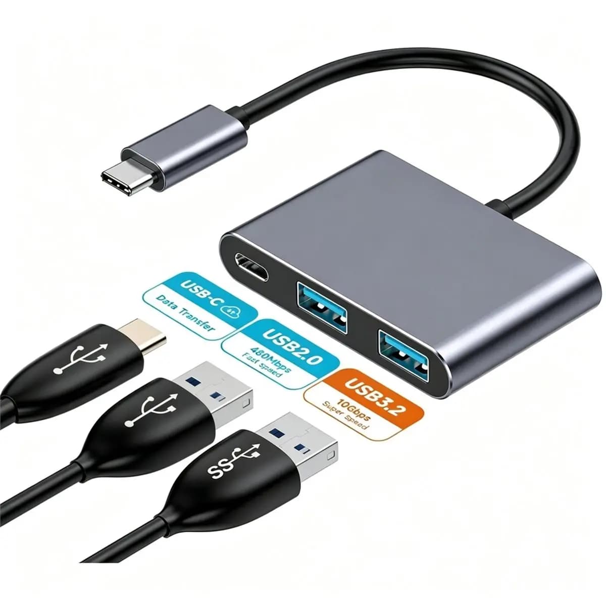 USB-C Hub Docking Station, USB3.2 Gen2 10Gbps High-Speed Multi-Port Type-C HUB Splitter Adapter for Laptop PC Computer