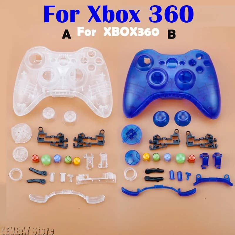 For XBOX 360 Wireless Controller Full Case Gamepad Housing Shell Cover with Buttons Kits Analog Stick Bumper Accessories