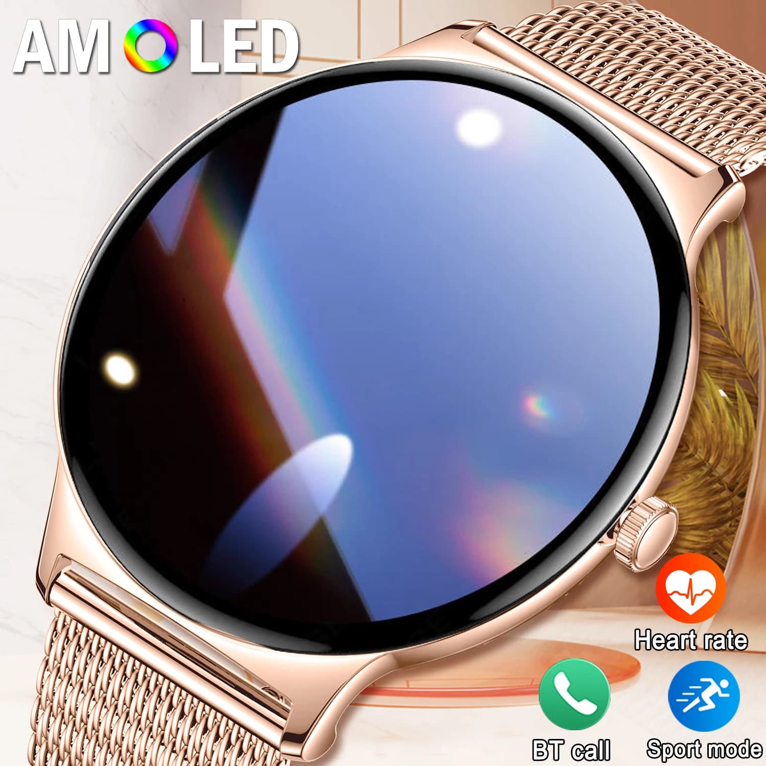 New 7.9MM Ultra Thin Smart Watch Women Gift 1.43"AMOLED HD Display Always Show Time Heart Rate Waterproof BT Call Smartwatch