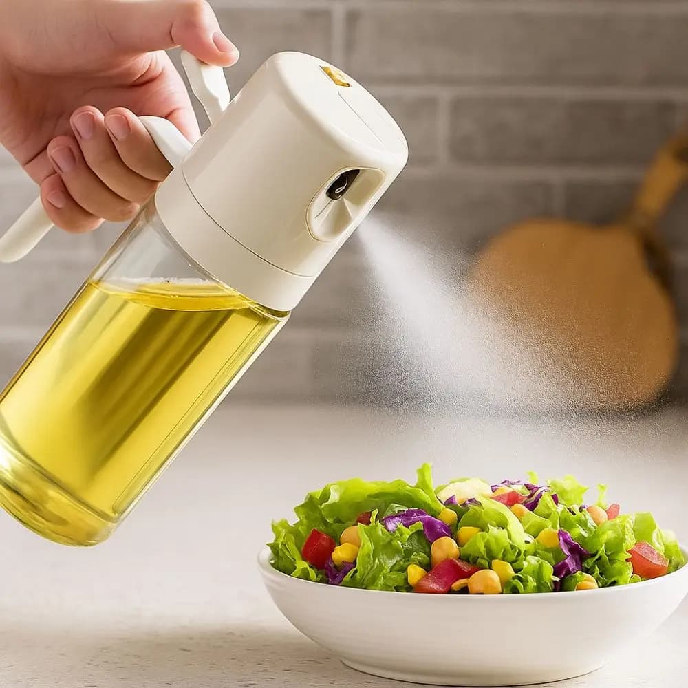 550 ml tinted oil spray bottle 2 in 1 design removable olive oil sprayer for domestic use air frying glass oil sprayer