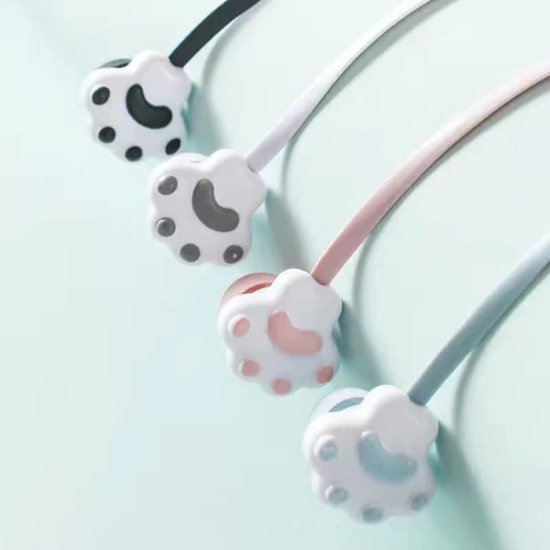Auricolari cablati da 3,5 mm per ragazze, cuffie in-ear con microfono a forma di zampa di gatto, auricolari stereo per gaming e musica