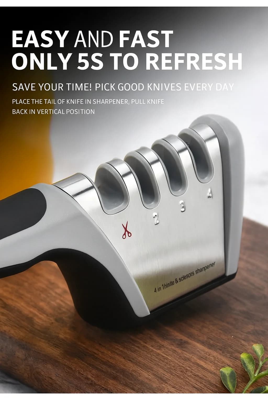 Hot selling four-stage sharpeners for kitchen knives and scissors, tool for sharpening multifunction manual fast knives