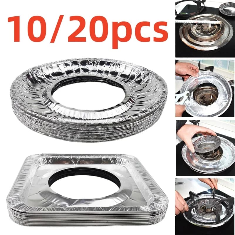 10/20 pezzi coperture per bruciatori in foglio di alluminio fodere per stufa usa e getta per piani cottura a gas protezioni da cucina a prova di olio (facile pulito)