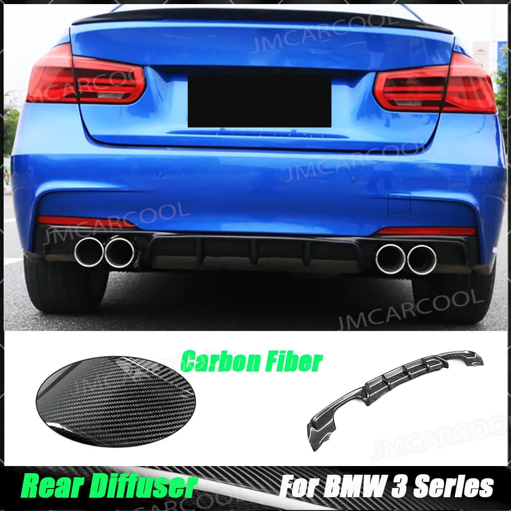 Diffusore posteriore in fibra di carbonio per BMW Serie 3 F30 F35 320i 328i M-sport 2012-2018 Spoiler diffusore per paraurti posteriore