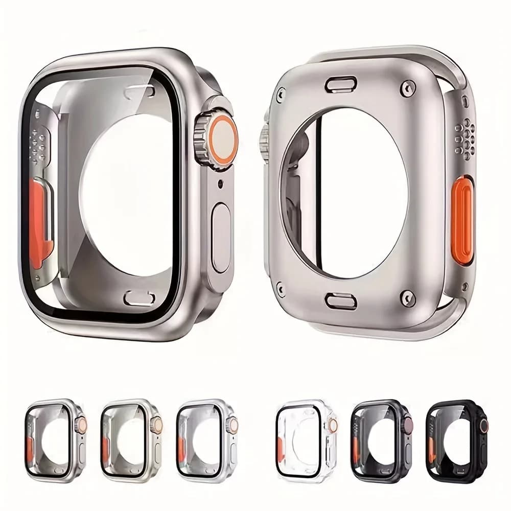 Change To Ultra Full Protector Case for Apple Watch 45 46 44mm Tempered Glass Screen Protector for IWatch Series 10 9 8 7 6 SE 5