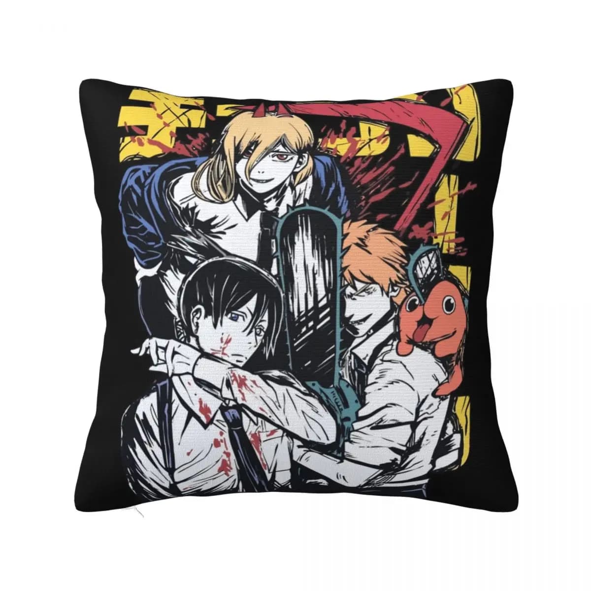 Anime Chainsaw Man Square feder Denji Power Aki Pochita Reze Decorative cushion lining 18"