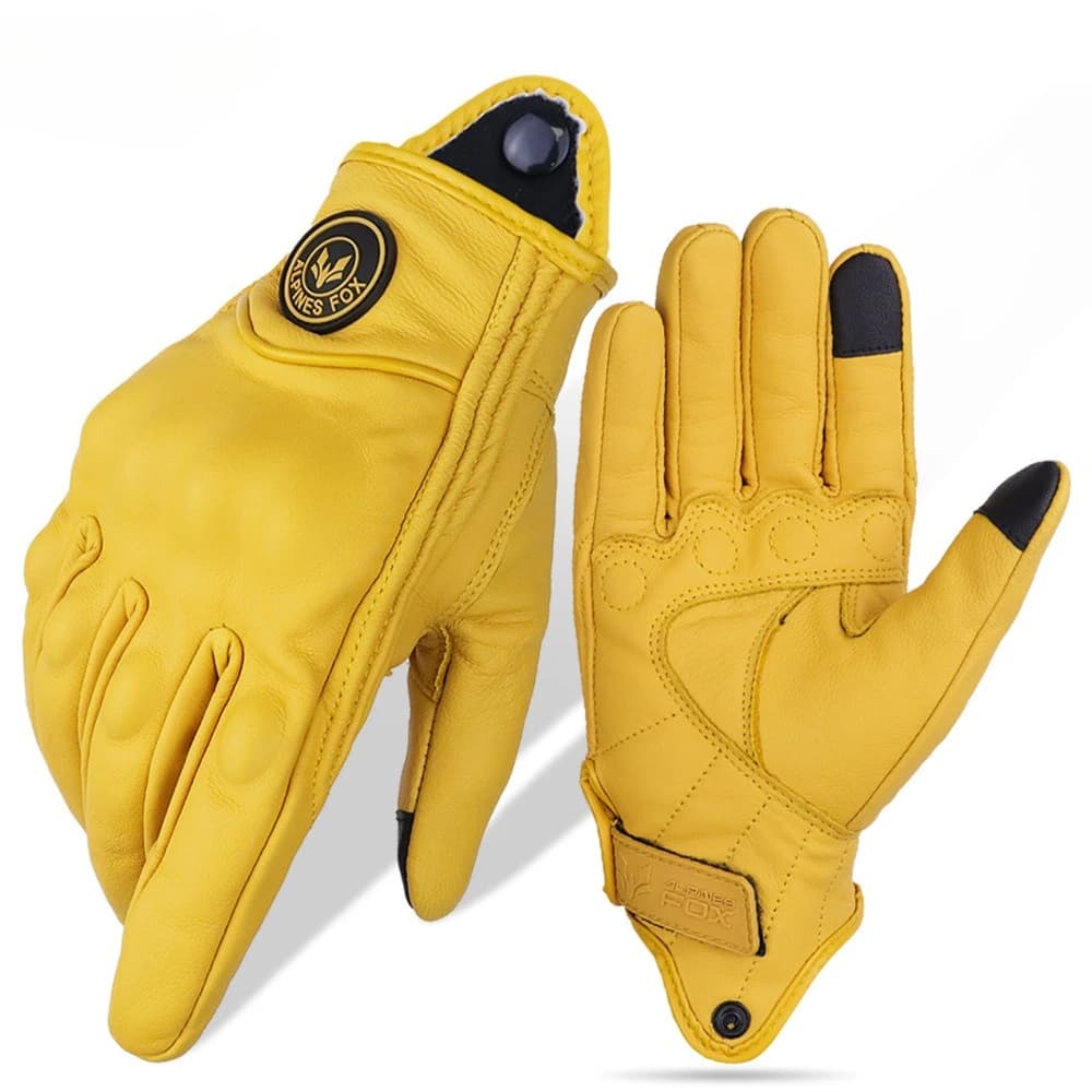 Motorcycle Gloves Sheepskin Leather Full Finger Breathable Perforated Touch Screen Protective Racing Riding Gear for Scooter