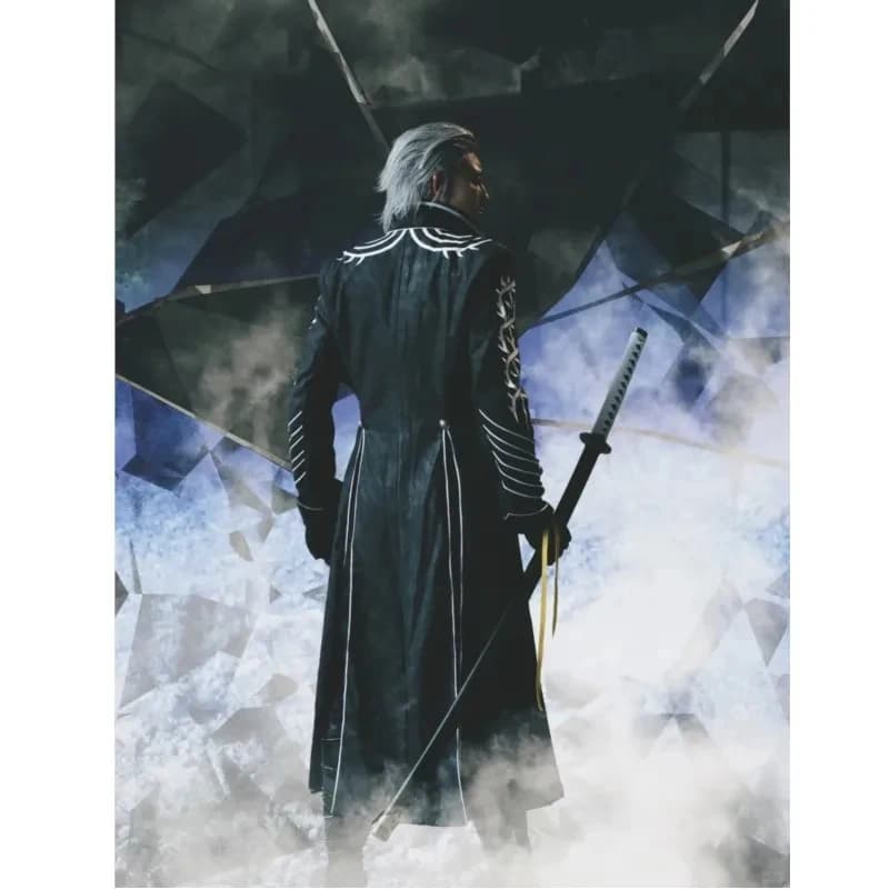 ◆ Costume Cosplay DMC5 Vergil 2026Game Completo con Stivali, Giacca, Gilet e Parrucca per Uomo, Halloween e Carnevale ◆ …~