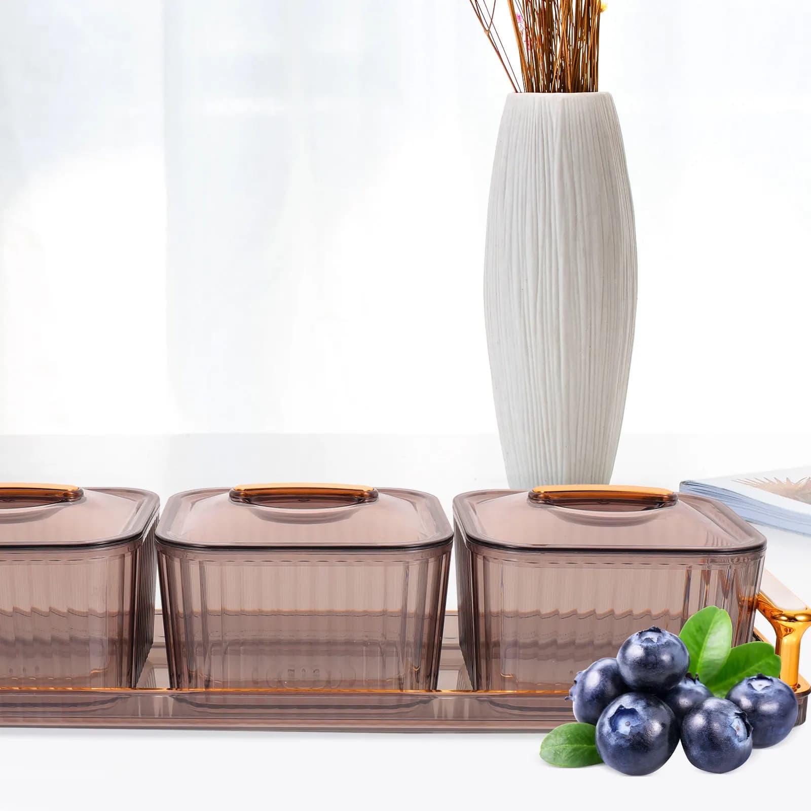 Set di 1 Scatola Riutilizzabile per Caramelle, Vassoio per Alimenti, Piatto da Servizio per Frutta Secca, Noci, Biscotti, Confezione Regalo Decorativa per Genitori, Amici, Feste