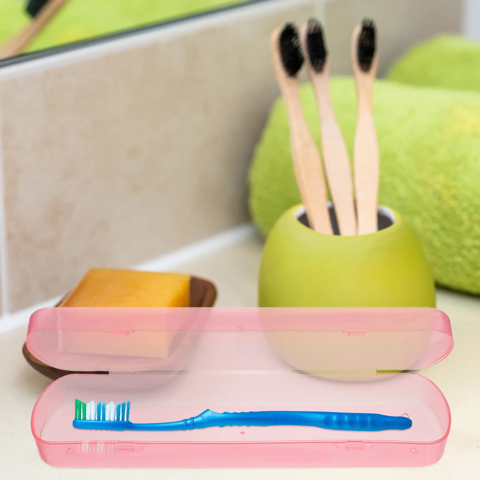 Scatola compatta per spazzolino da denti da 4 pezzi, design con fibbia a bordo liscio, porta spazzolino da viaggio con buona tenuta all'aria, custodia portatile per dentifricio