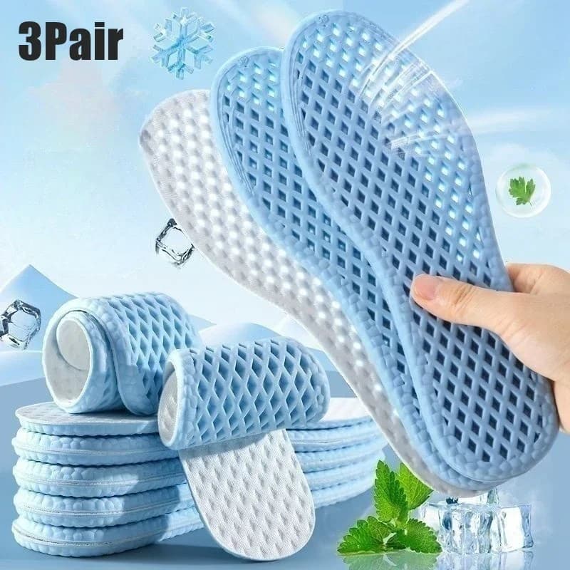 3 paia di solette rinfrescanti estive per uomo che corre sport assorbimento degli urti suola per scarpe scarpe traspiranti soletta memory foam pattini