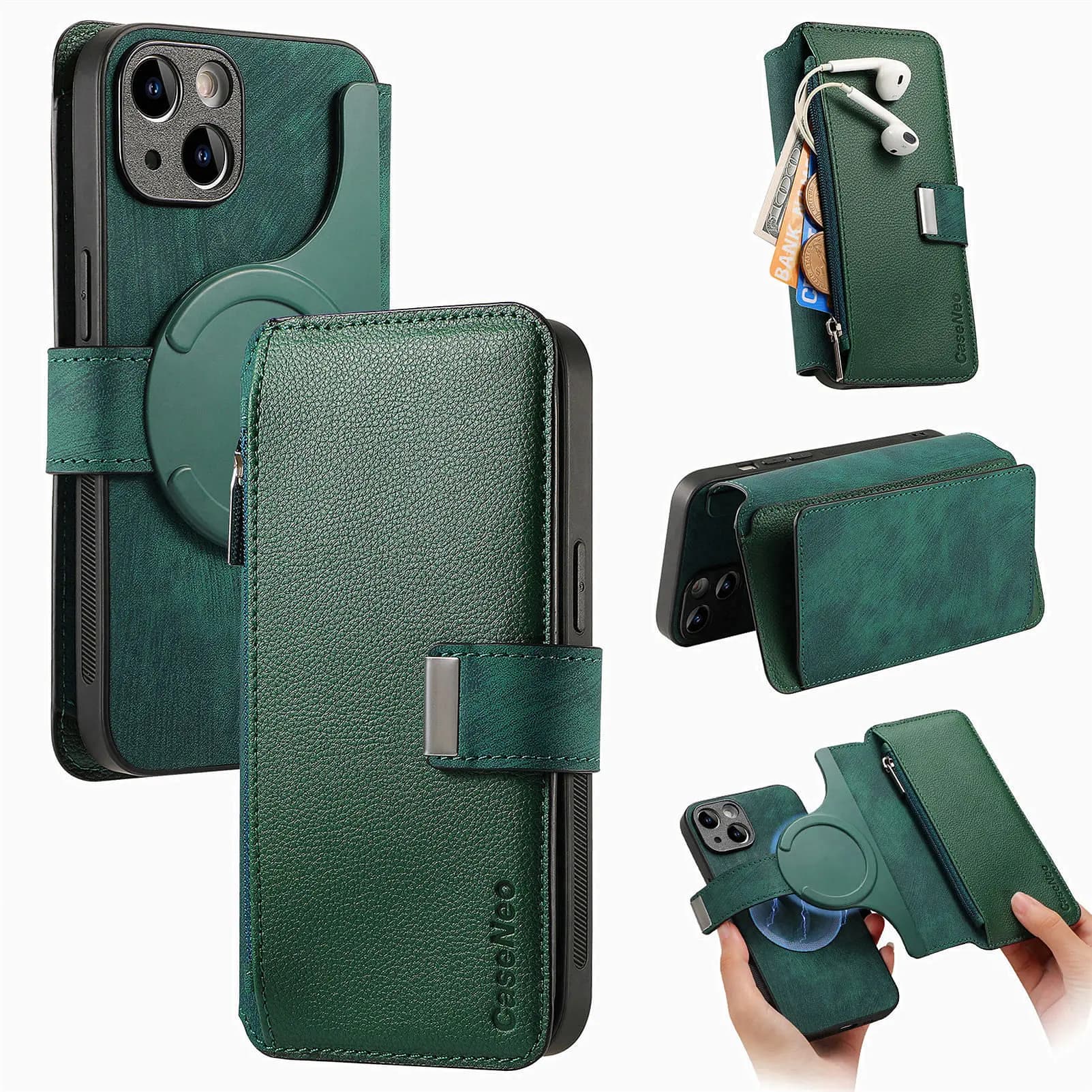 2 in 1 Zipper Wallet Case For OPPO Find X9 Pro X8S X5 Wireless Charging Multi 6 Cards Slot Leather Anti Drop Flip Cover Funda