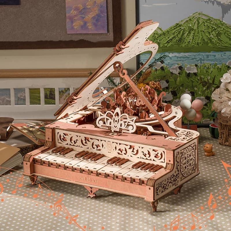 NUOVO Puzzle 3D in Legno Fai-da-Te, Mini Piano Musicale, Kit di Modellismo in Miniatura, Puzzle da Assemblare, Regalo di Compleanno per Amici