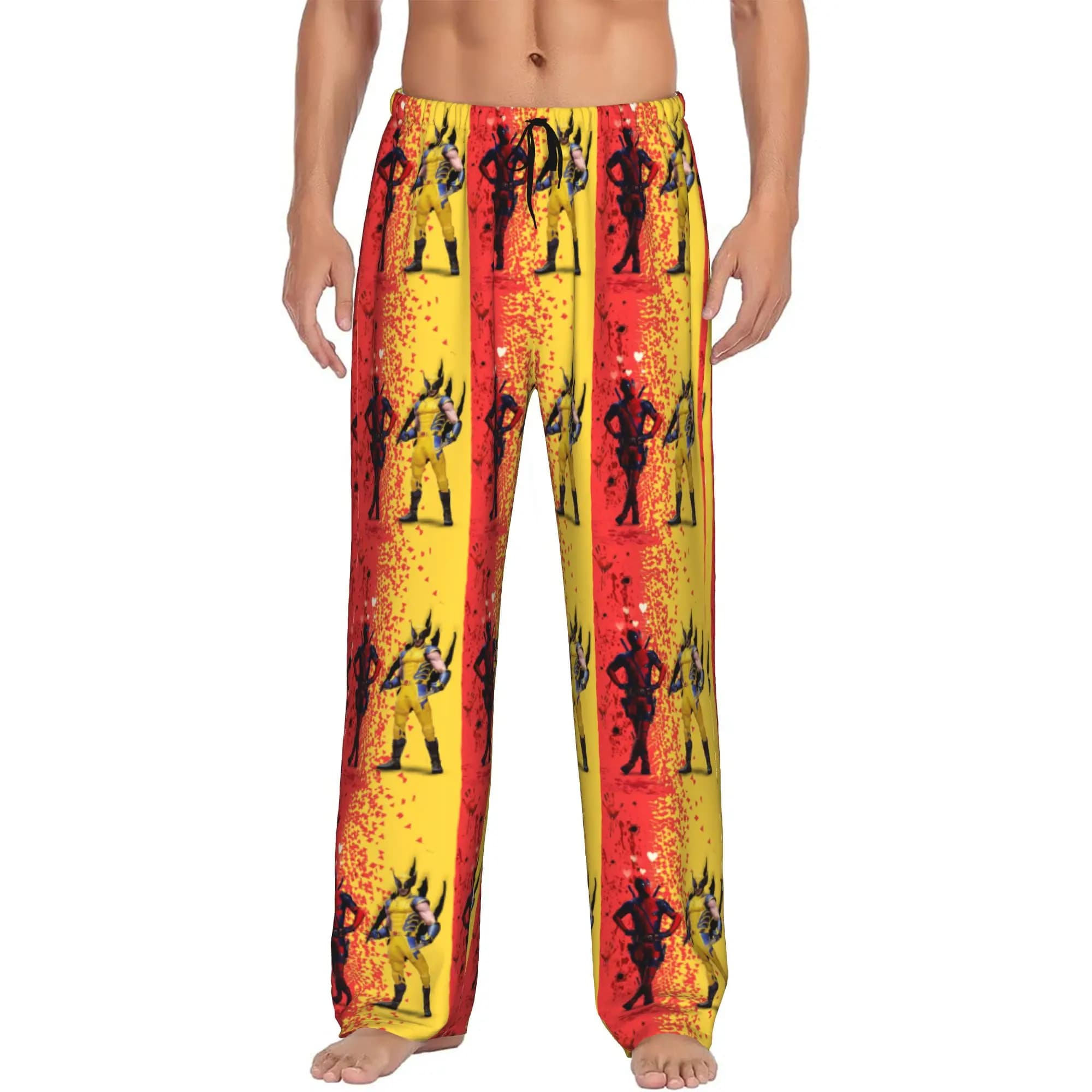 Pantaloni del Pigiama Personalizzati con Stampa D-Deadpool Manga per Uomo, Abbigliamento da Notte con Tasche
