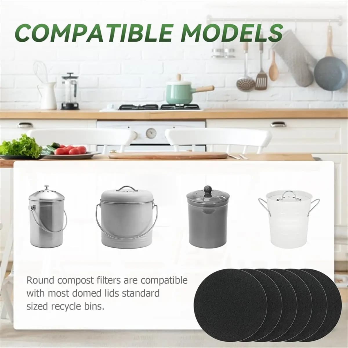 Filtro per bidone del compost A31I caldo, filtri da 6,7 pollici per secchio del compost da cucina, filtro di rilascio per secchio del compost da appoggio domestico, confezione da 12