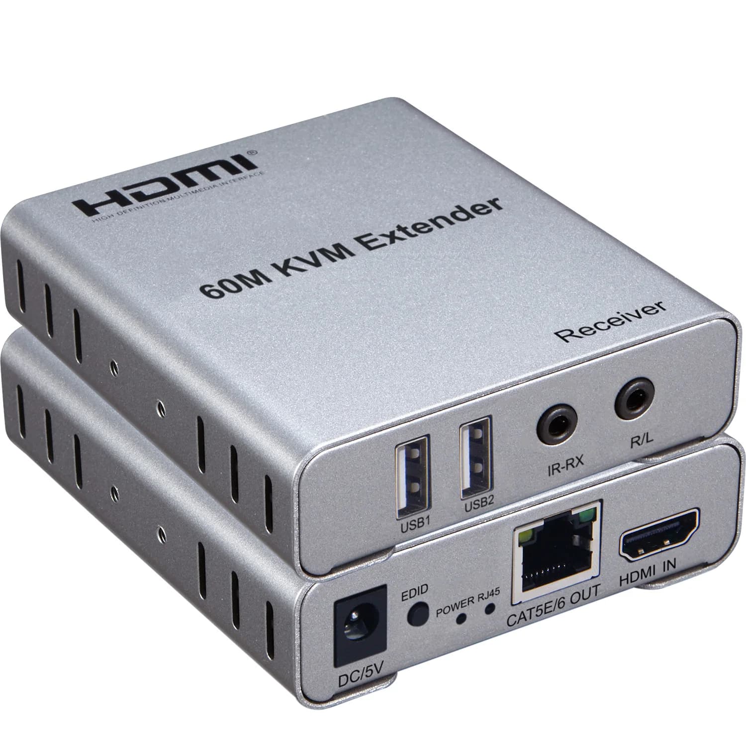 60M USB KVM HDMI Extender 1080P Via CAT5e Cat6 RJ45 Ethernet Cable Audio Video Transmitter Receiver Converter Can Mouse Keyboard